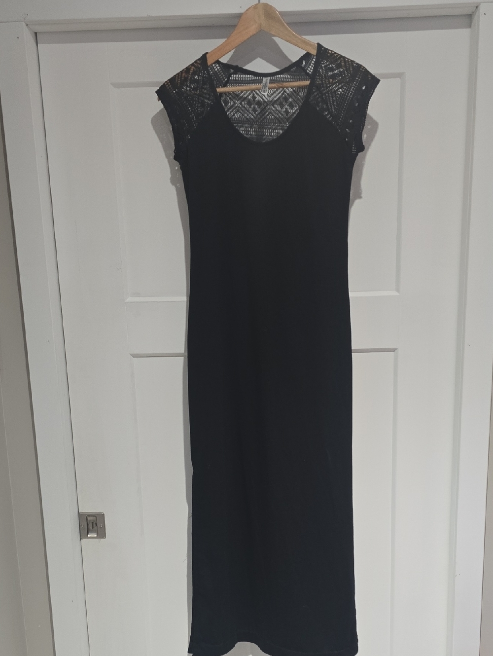 Bobbie Brooks Black Maxi Dress with Lace Yoke